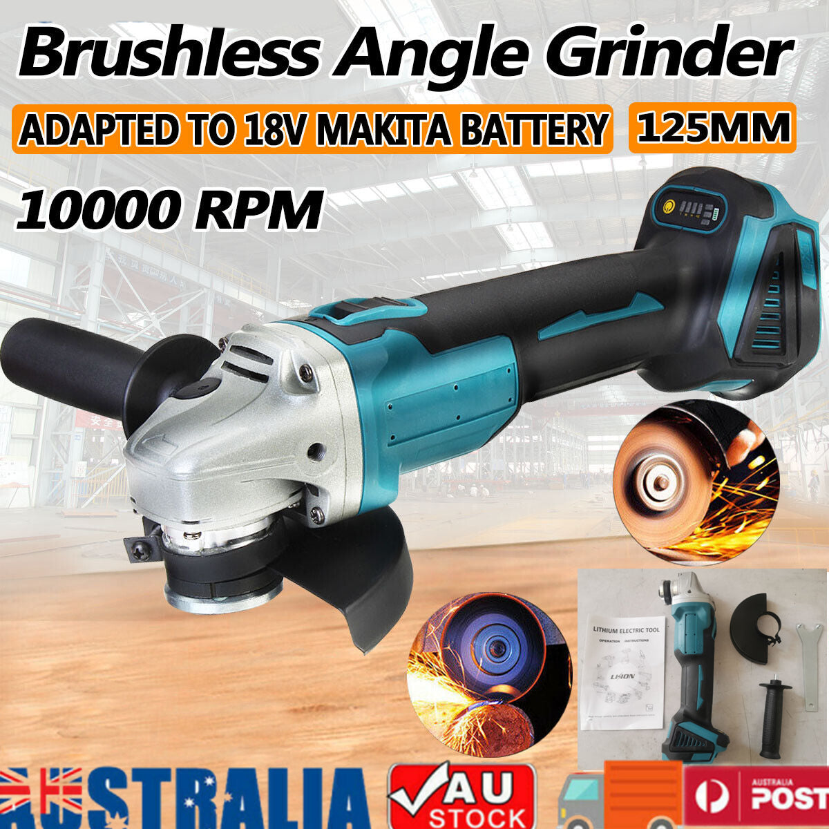125mm Brushless Angle Grinder Cutting Machine Polisher For Makita 18V Battery - SILBERSHELL