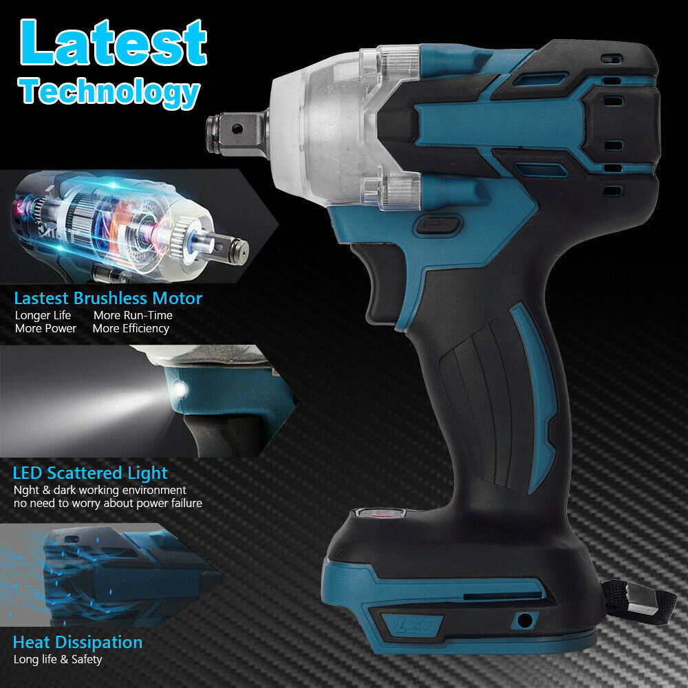 1/2" Cordless Impact Wrench Driver Brushless Rattle Gun For Makita 18V Battery - SILBERSHELL