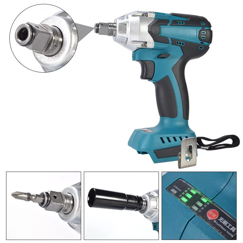 1/2" Cordless Impact Wrench Driver Brushless Rattle Gun For Makita 18V Battery - SILBERSHELL