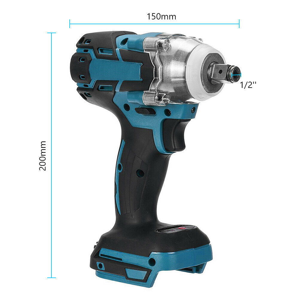 Cordless Electric Impact Wrench Brushless Rattle Gun 1/2" Driver +Large Battery - SILBERSHELL