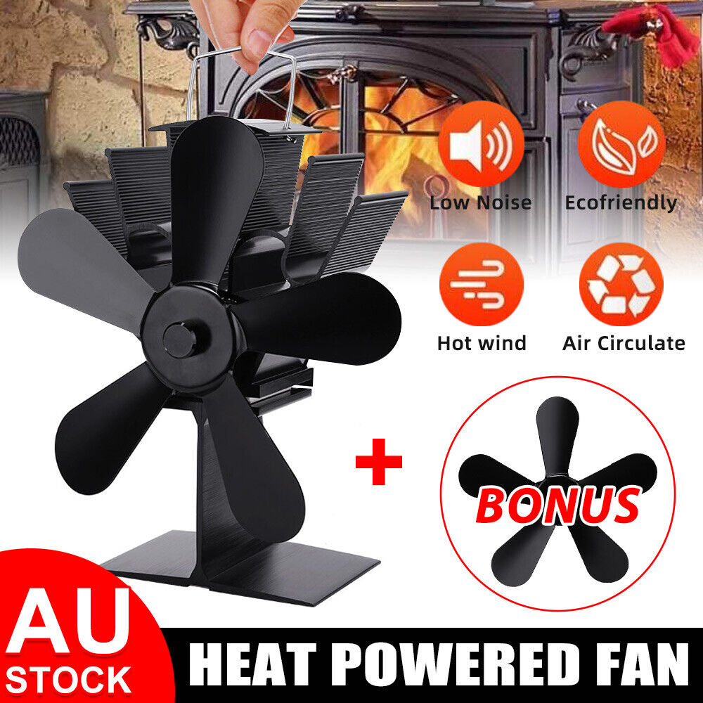 Wood Heater Fan Eco Heat Powered Self-Powered Silent for Fireplace Stove Burner - SILBERSHELL