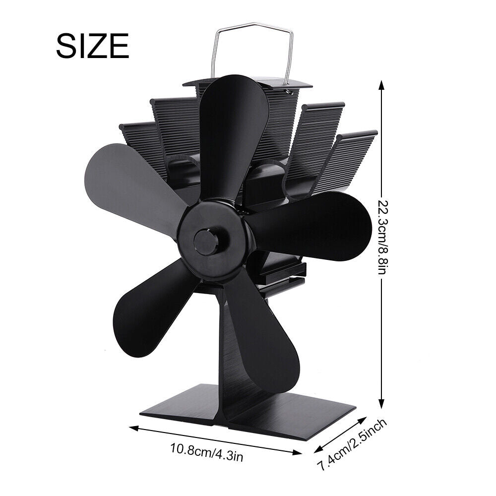 Wood Heater Fan Eco Heat Powered Self-Powered Silent for Fireplace Stove Burner - SILBERSHELL