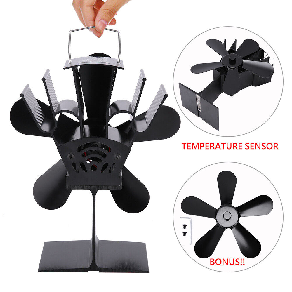 Wood Heater Fan Eco Heat Powered Self-Powered Silent for Fireplace Stove Burner - SILBERSHELL