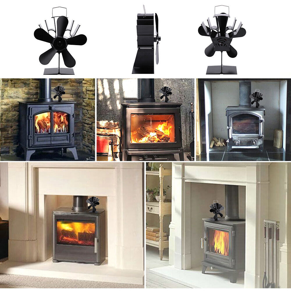 Wood Heater Fan Eco Heat Powered Self-Powered Silent for Fireplace Stove Burner - SILBERSHELL