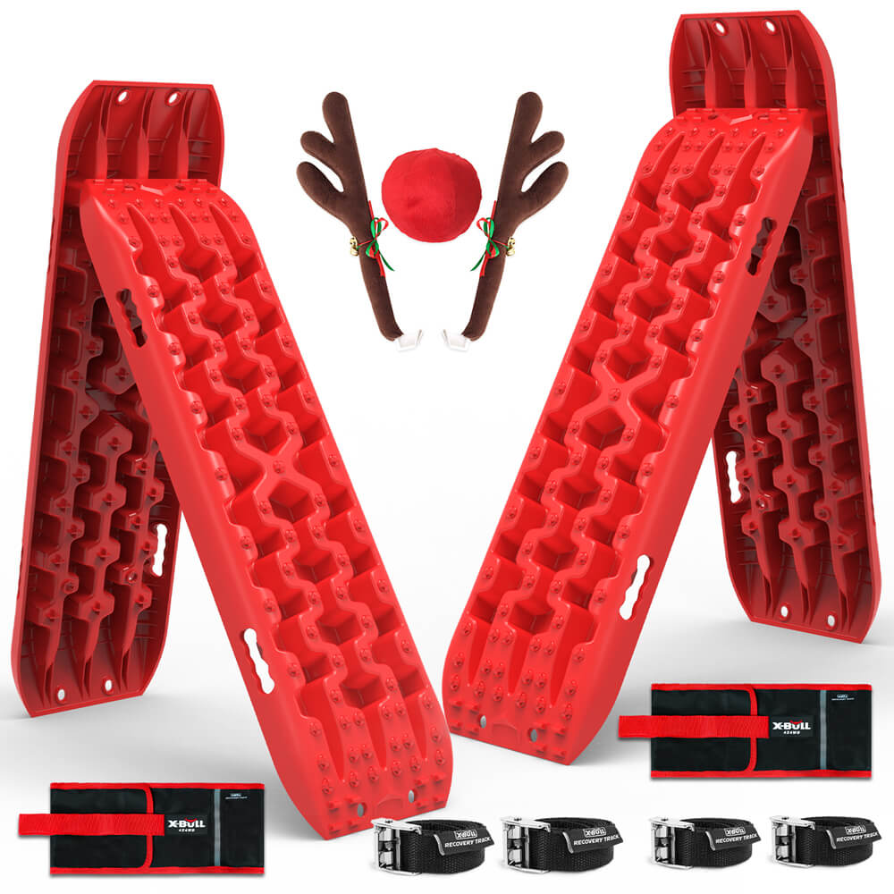 X-BULL Recovery tracks Boards 2 Pairs Sand Mud Snow 4WD Gen3.0 With Reindeer Car Antlers - SILBERSHELL