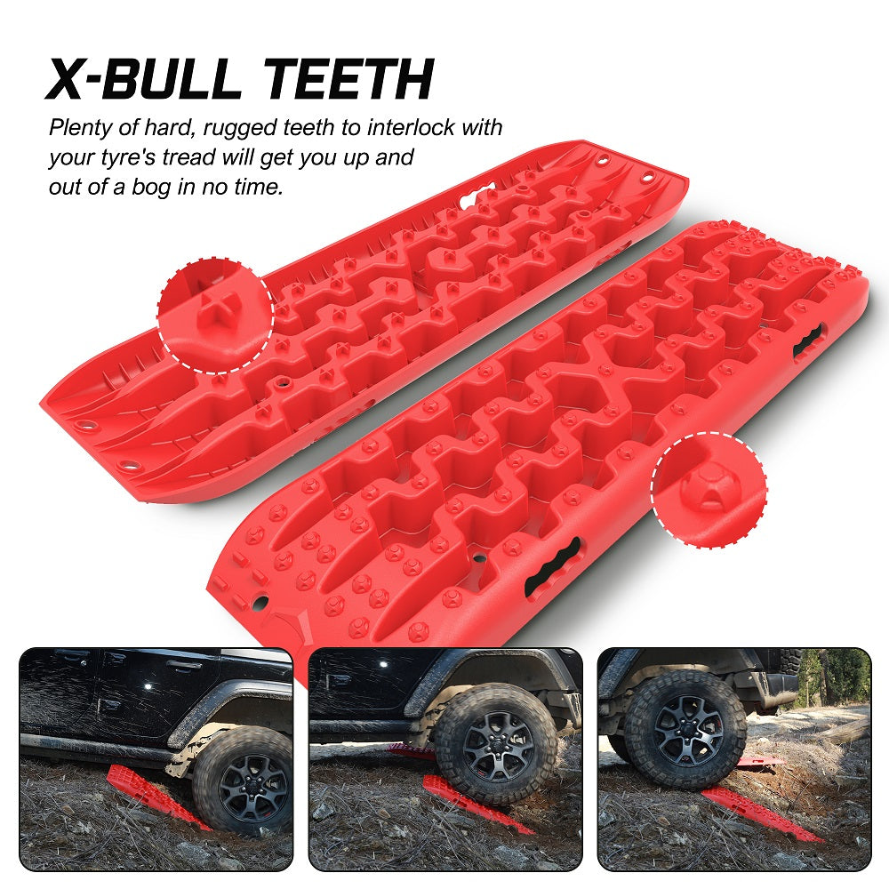 X-BULL Recovery tracks Boards 2 Pairs Sand Mud Snow 4WD Gen3.0 With Reindeer Car Antlers - SILBERSHELL