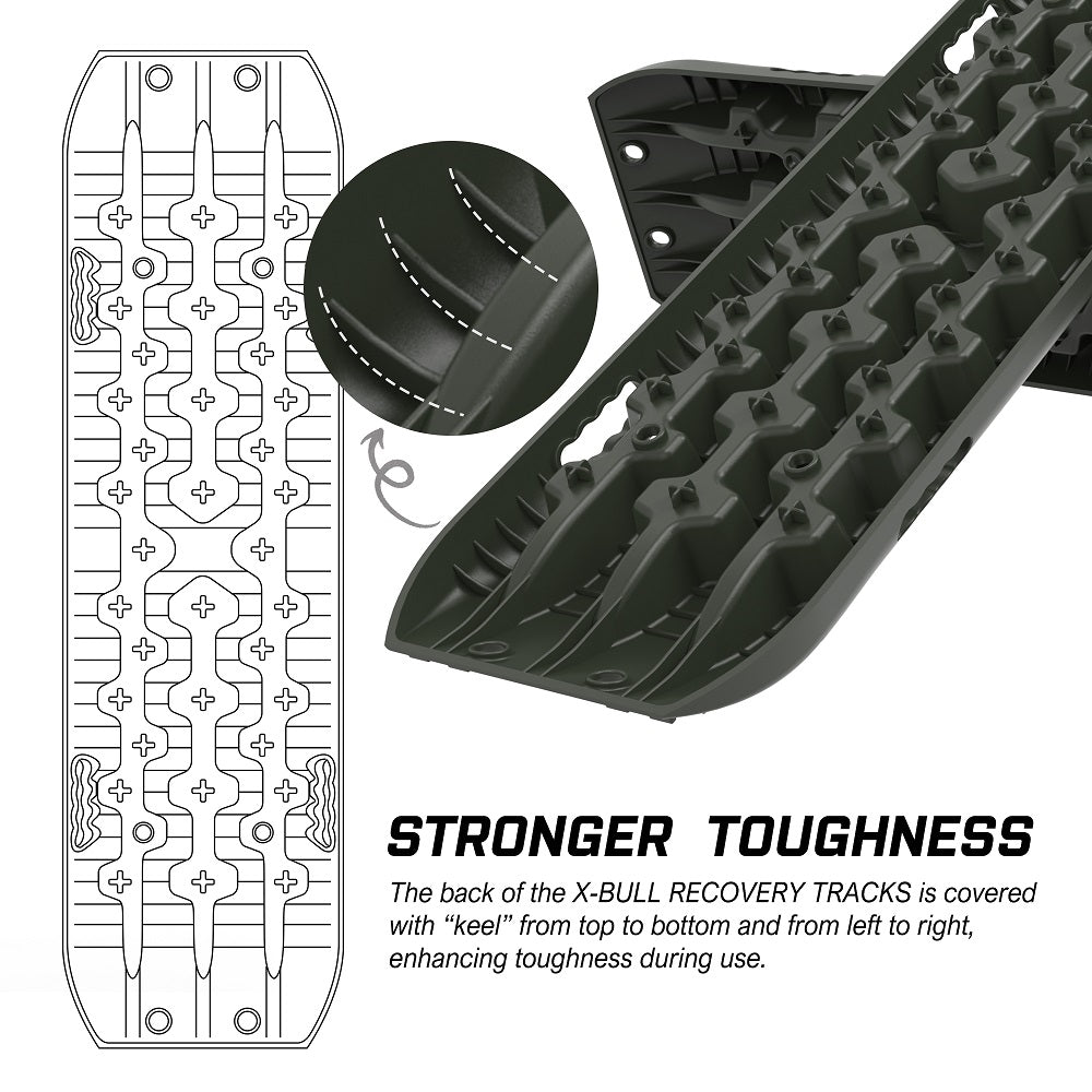 X-BULL Recovery Tracks Boards 4x4 4WD 10T 2PCS Offroad Vehicle Sand Mud Gen3.0 Olive - SILBERSHELL