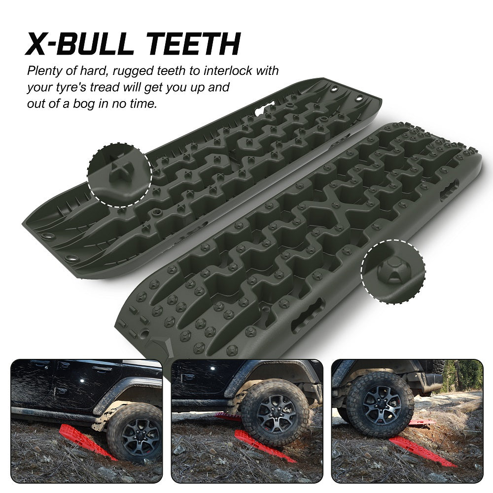 X-BULL Recovery tracks kit Boards 4WD strap mounting 4x4 Sand Snow Car qrange GEN3.0 6pcs OLIVE - SILBERSHELL