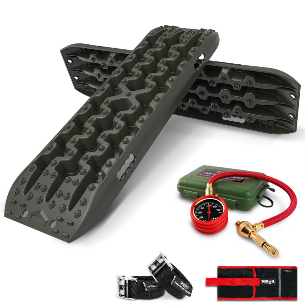 X-BULL 4x4 Recovery Tracks Boards Sand Truck Mud 4WD Gen3.0 Green/ Tyre Tire Deflator - SILBERSHELL