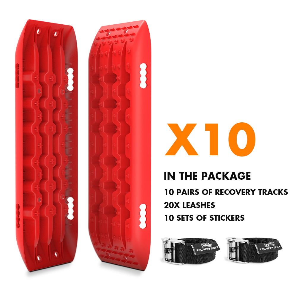 X-BULL 10 Pairs Recovery tracks Boards 10T / Sand tracks/ Mud tracks Gen 2.0 Red - SILBERSHELL