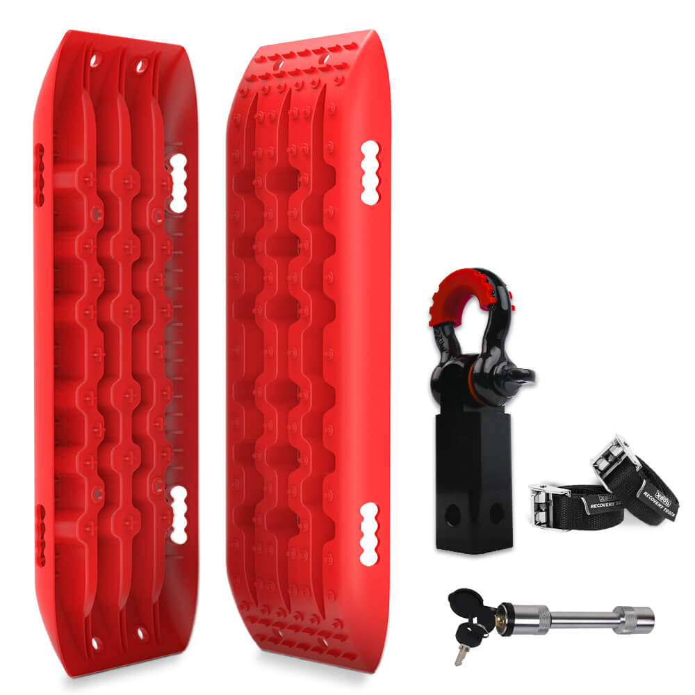 X-BULL Hitch Receiver 5T Recovery Receiver With 2PCS Recovery tracks Boards Gen2.0 Red - SILBERSHELL