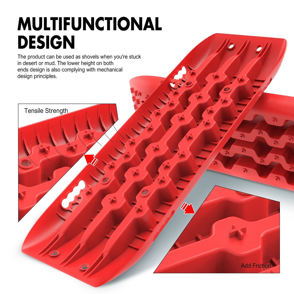 X-BULL Hitch Receiver 5T Recovery Receiver With 2PCS Recovery tracks Boards Gen2.0 Red - SILBERSHELL