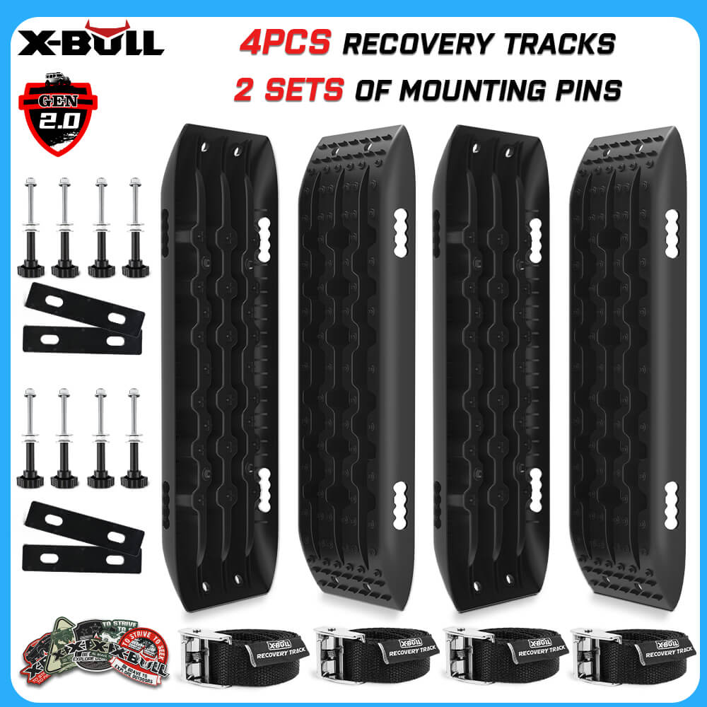 X-BULL Recovery tracks Boards 10T 2 Pairs/ Sand / Mud / Snow Mounting Bolts Pins Gen 2.0 -Black - SILBERSHELL