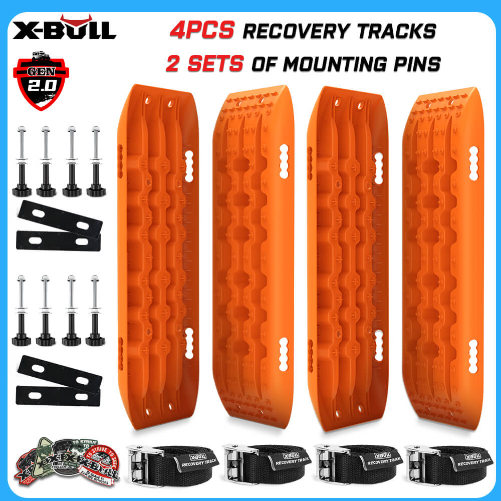 X-BULL 4WD Recovery tracks 10T 2 Pairs/ Sand tracks/ Mud tracks/  Mounting Bolts Pins Gen 2.0 - SILBERSHELL