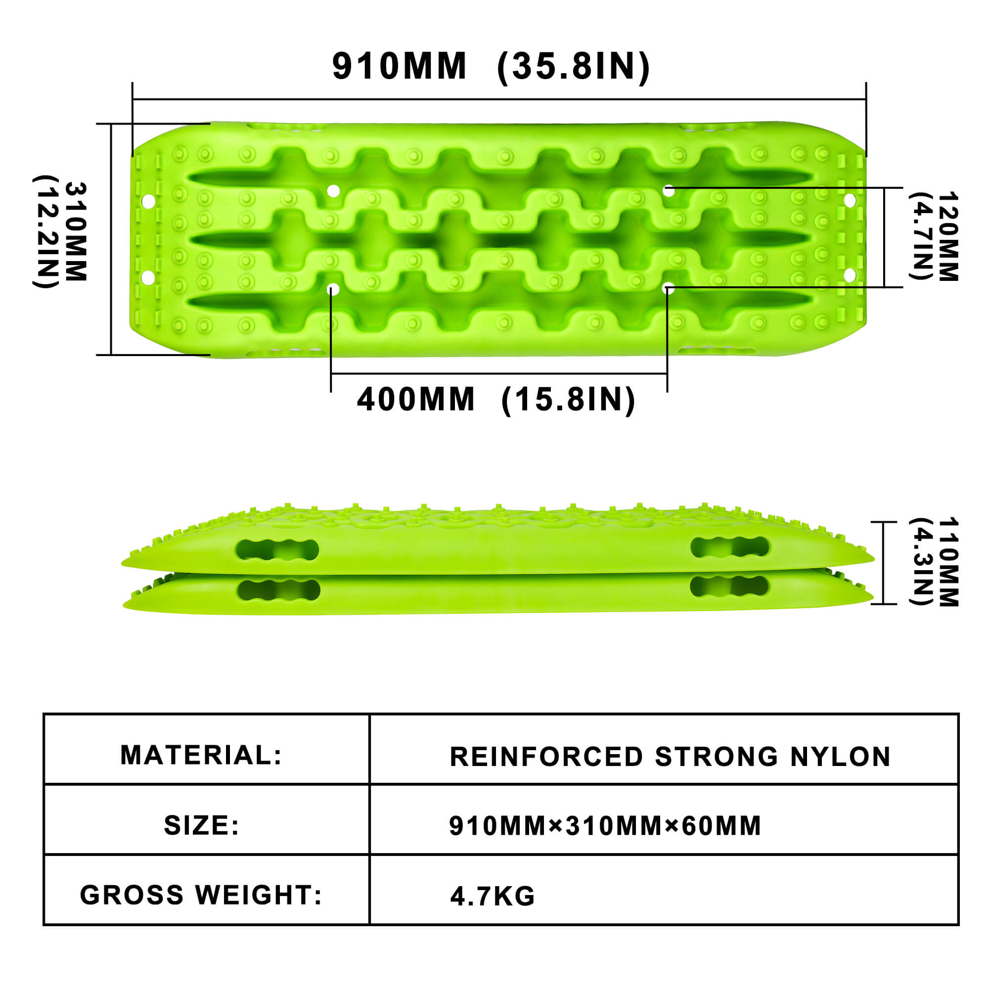 X-BULL Recovery Tracks Boards 10T 4PCS 2Pairs Truck Snow Mud 4WD Offroad Gen2.0 91cm Green - SILBERSHELL