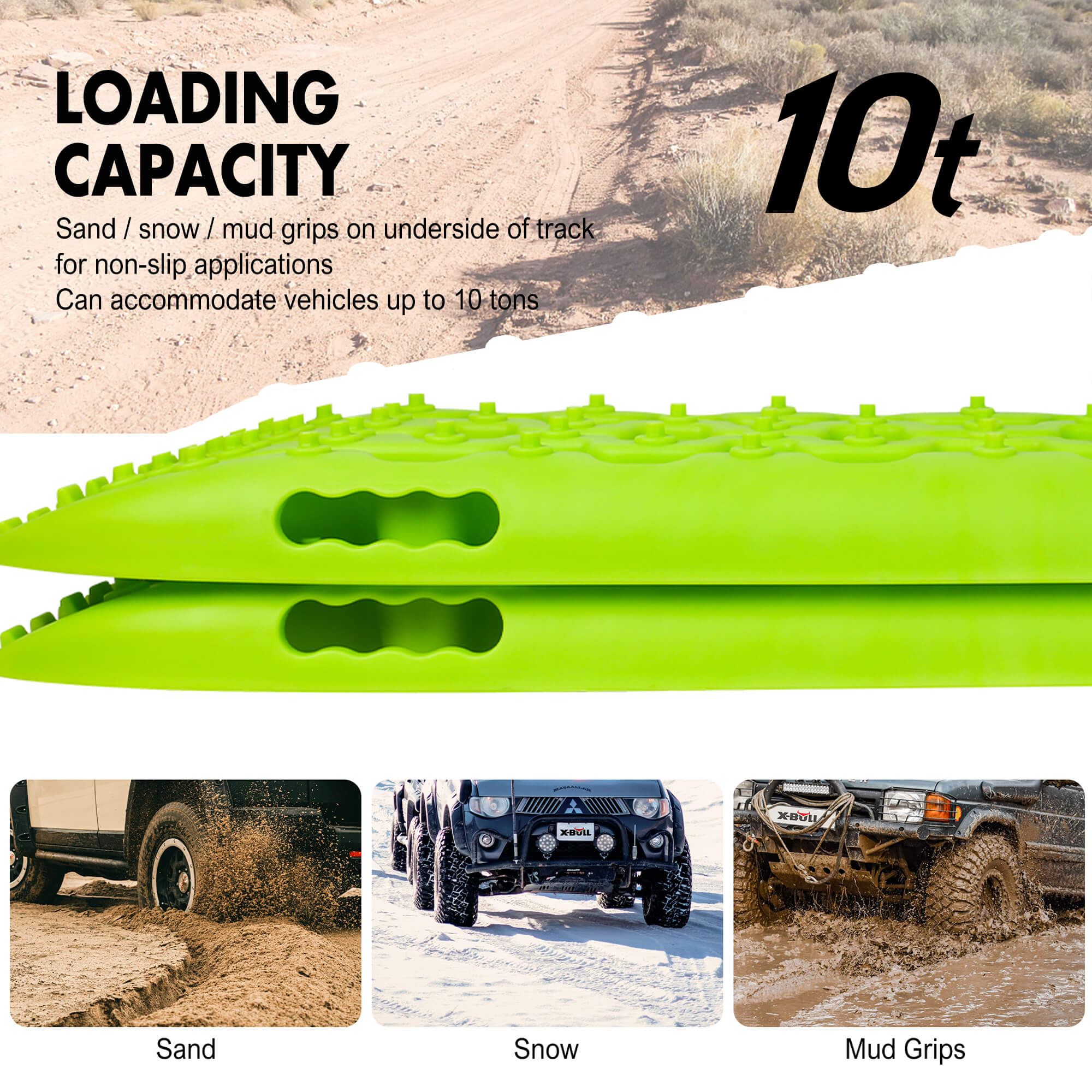 X-BULL Recovery Tracks Boards 10T 4PCS 2Pairs Truck Snow Mud 4WD Offroad Gen2.0 91cm Green - SILBERSHELL