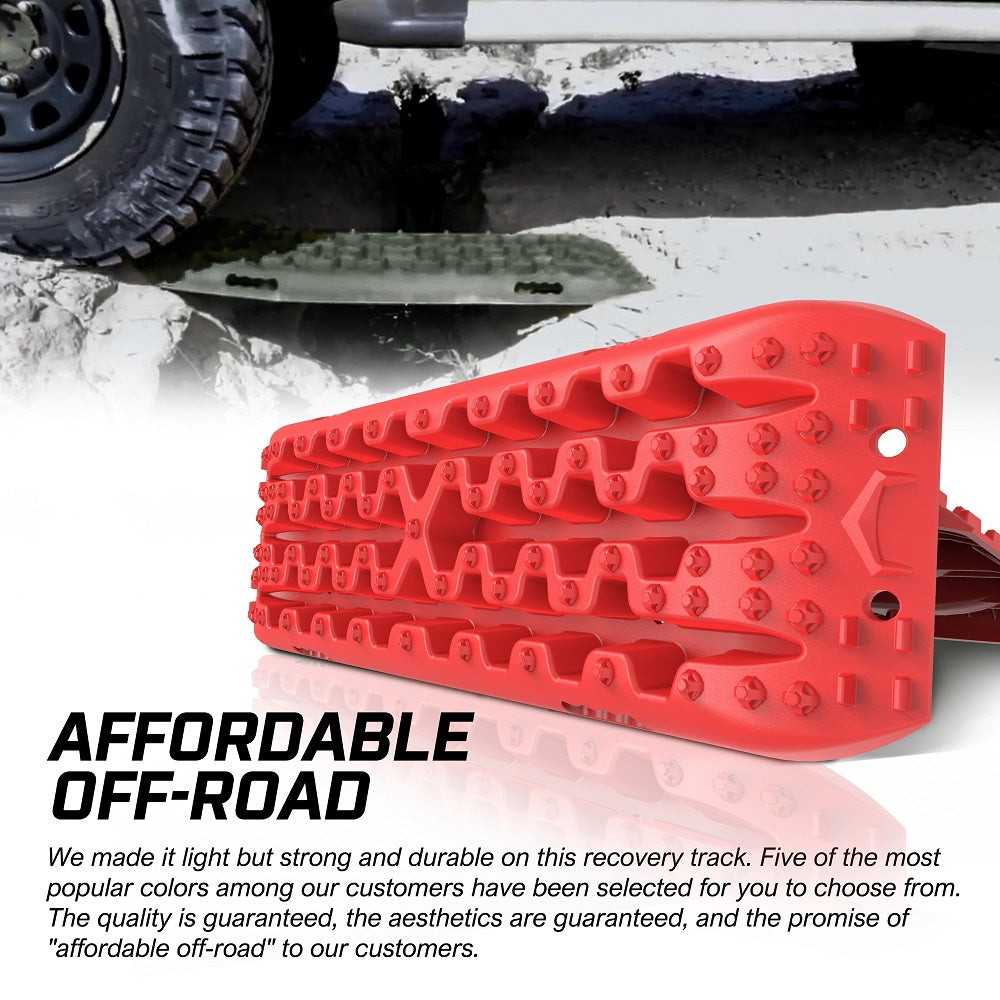 X-BULL Recovery tracks Boards 10T 2 Pairs Sand Mud Snow With Mounting Bolts pins Red - SILBERSHELL