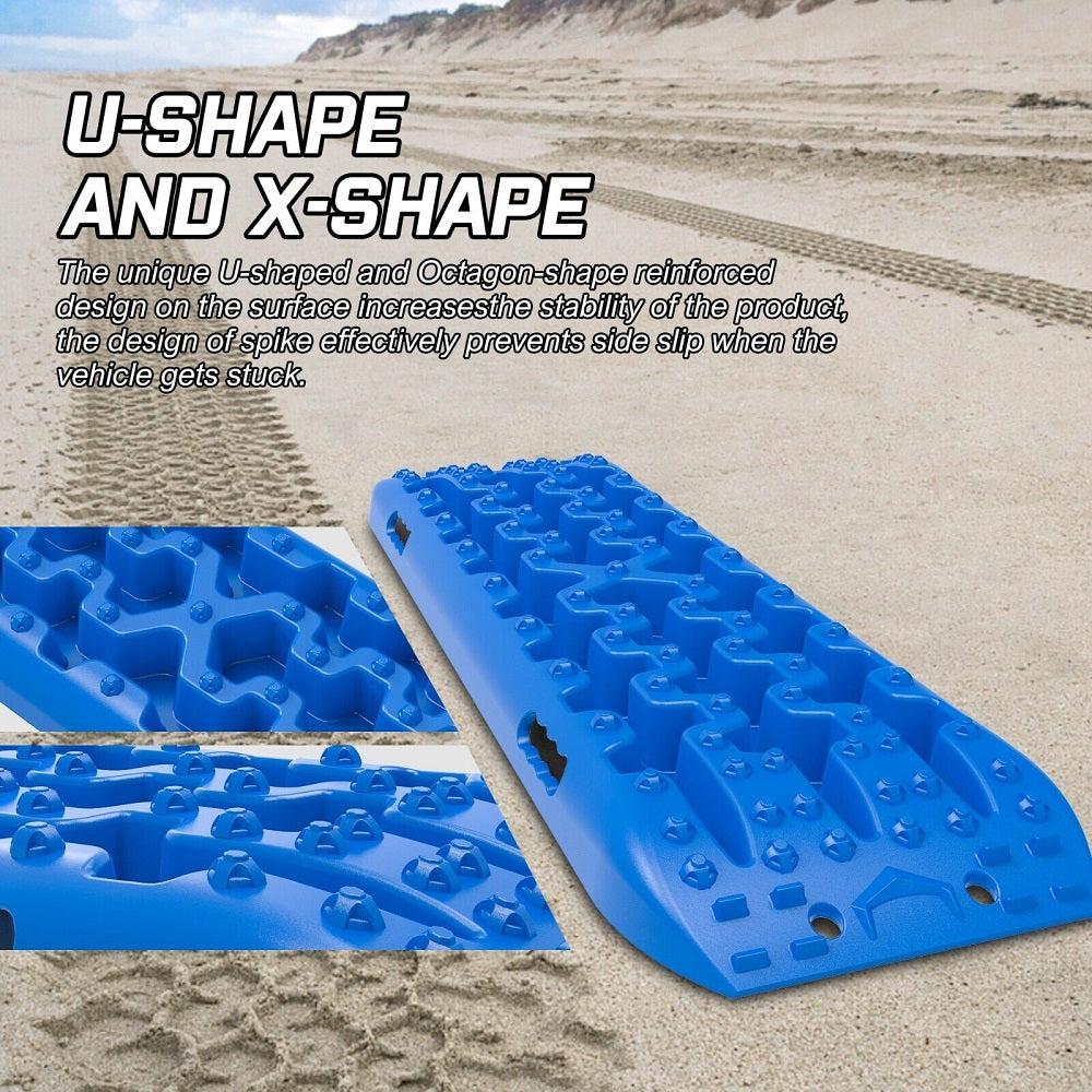 X-BULL Recovery tracks Boards 10T 2 Pairs Sand Mud Snow With Mounting Bolts pins Blue - SILBERSHELL