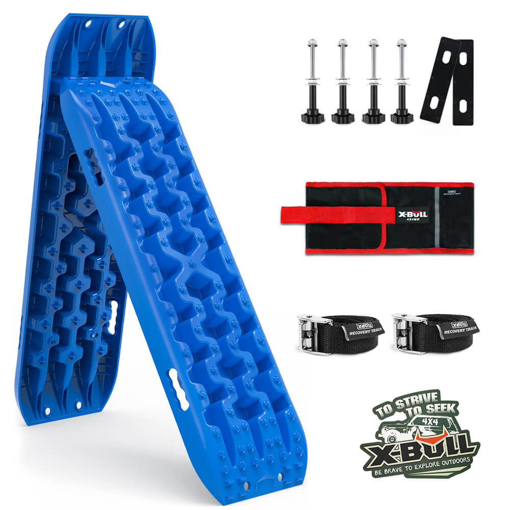 X-BULL 2PCS Recovery Boards Tracks Snow Tracks Mud tracks 4WD With 4PC mounting bolts Blue - SILBERSHELL