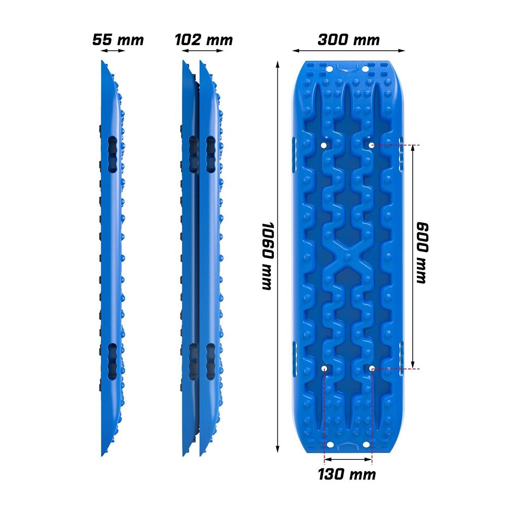 X-BULL 2PCS Recovery Boards Tracks Snow Tracks Mud tracks 4WD With 4PC mounting bolts Blue - SILBERSHELL