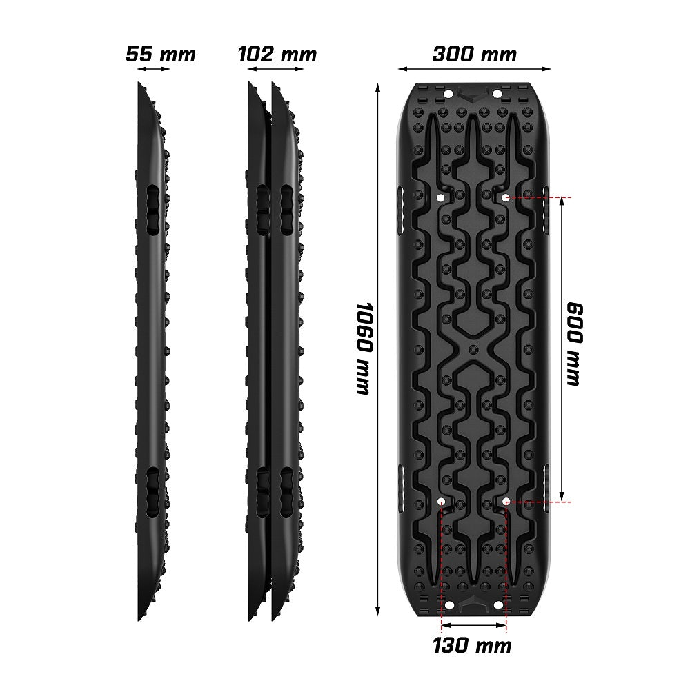 X-BULL 2PCS Recovery Tracks Boards Snow Tracks Mud tracks 4WD With 4PC mounting bolts Black - SILBERSHELL