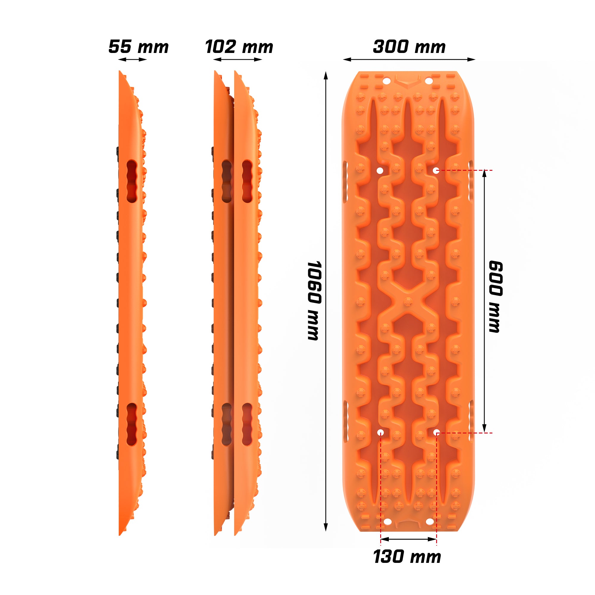 X-BULL 2PCS Recovery Tracks Snow Tracks Mud tracks 4WD With 4PC mounting bolts - SILBERSHELL