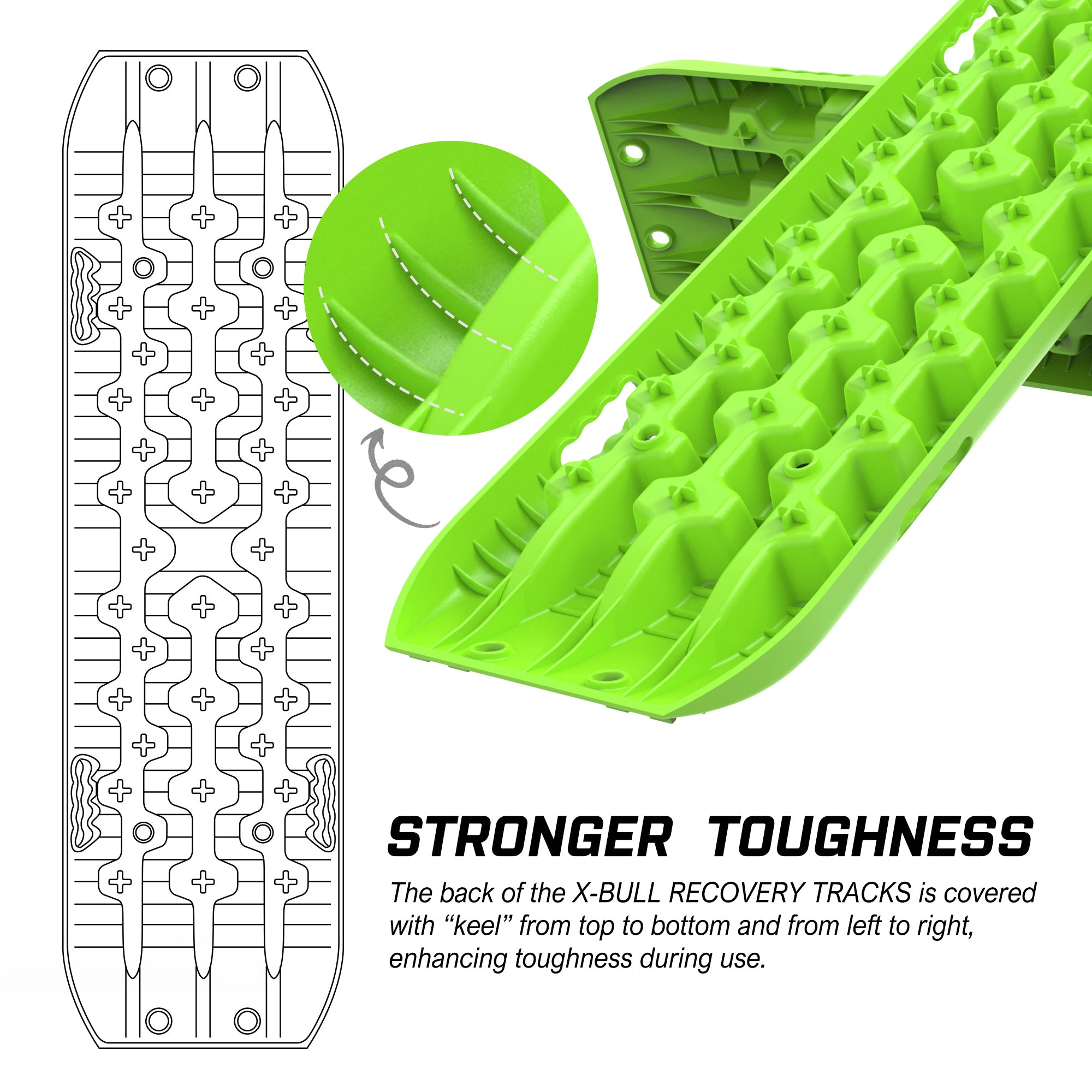 X-BULL Recovery tracks Boards 10T 2 Pairs Sand Mud Snow With Mounting Bolts pins Green - SILBERSHELL