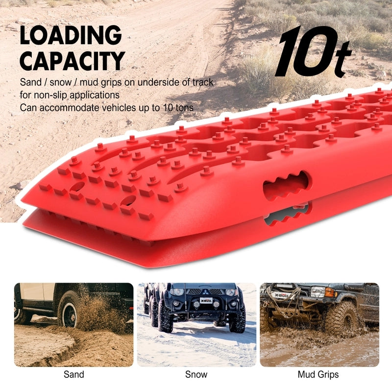 X-BULL KIT2 Recovery tracks 6pcs Board Traction Sand trucks strap mounting 4x4 Sand Snow Car red - SILBERSHELL