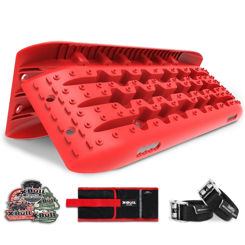 X-BULL KIT2 Recovery tracks 6pcs Board Traction Sand trucks strap mounting 4x4 Sand Snow Car red - SILBERSHELL