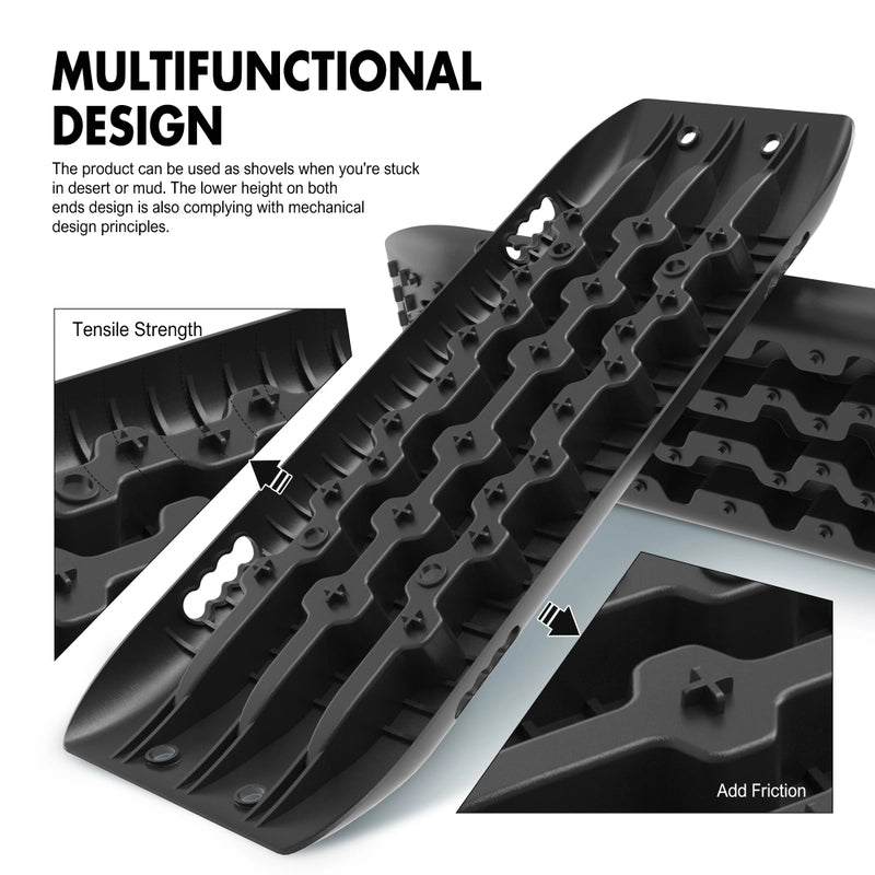 X-BULL KIT2 Recovery tracks 6pcs Board Traction Sand trucks strap mounting 4x4 Sand Snow Car BLACK - SILBERSHELL