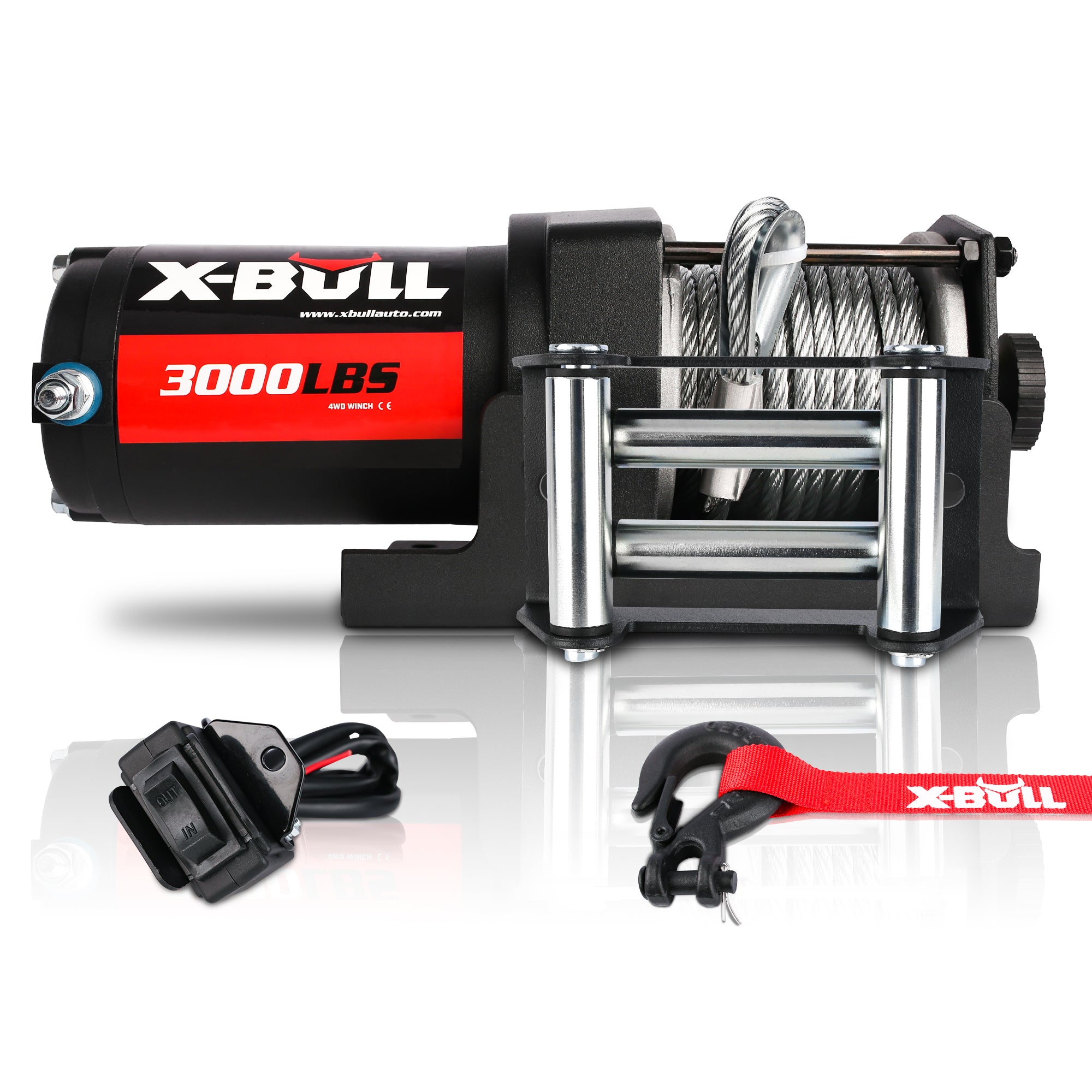 X-BULL Electric Winch 3000lbs Steel Wire Cable 12V Boat ATV UTV Winch Trailer 2 Units - SILBERSHELL