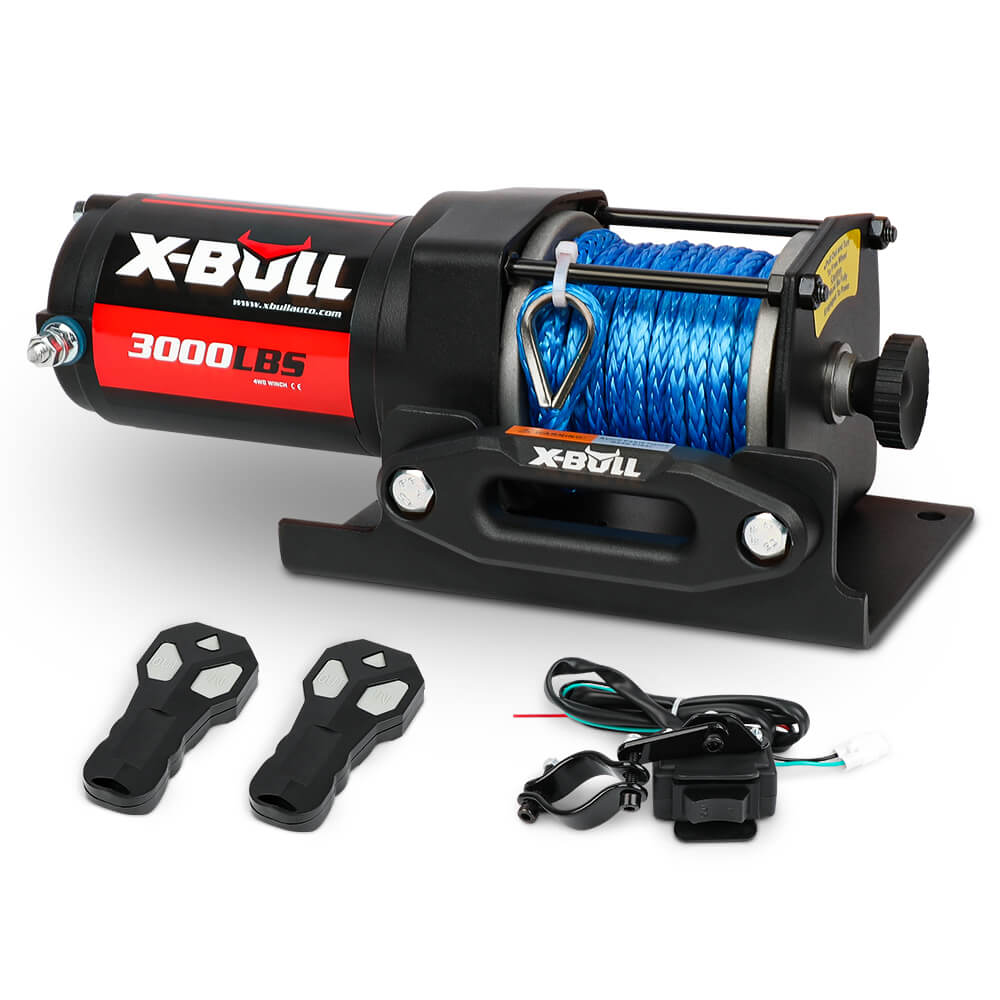 X-BULL 12V Electric Winch 3000LB ATV Winch Boat Trailer Winch Synthetic Rope - SILBERSHELL