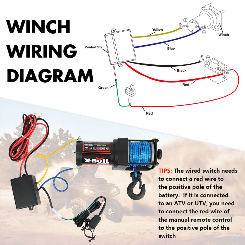 X-BULL 12V Electric Winch 3000LB ATV Winch Boat Trailer Winch Synthetic Rope - SILBERSHELL