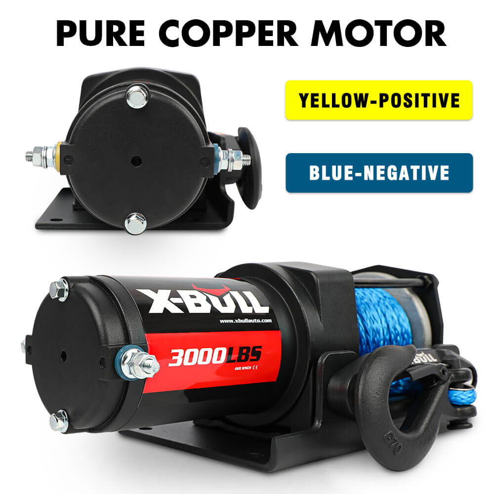 X-BULL 12V Electric Winch 3000LB ATV Winch Boat Trailer Winch Synthetic Rope - SILBERSHELL