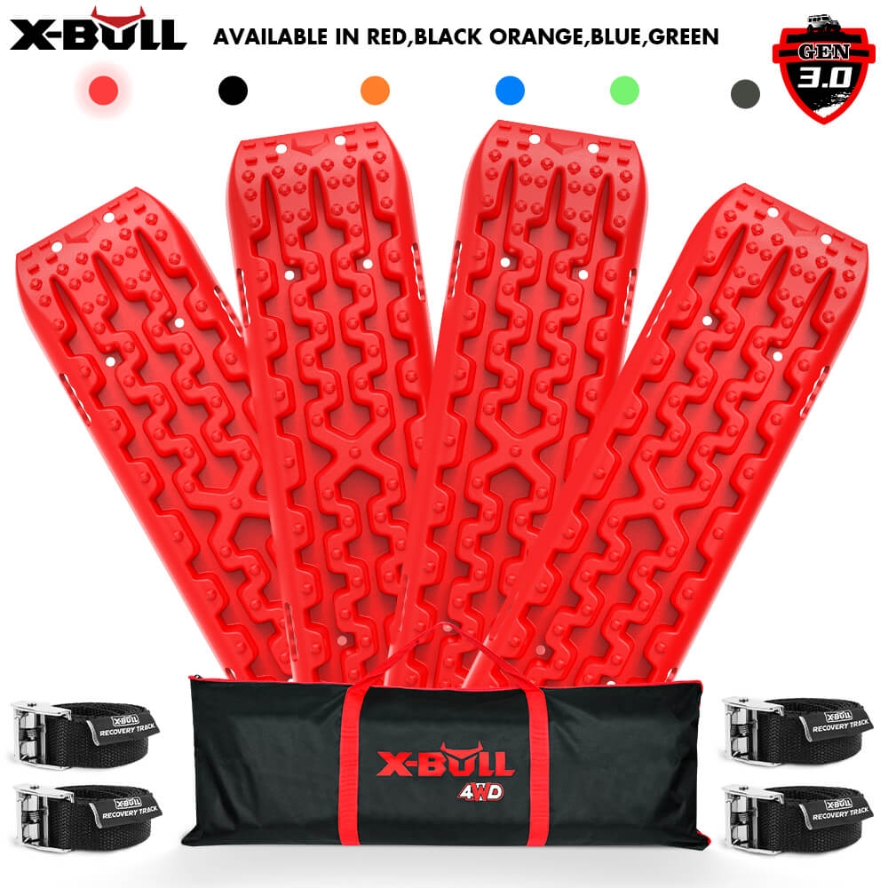 X-BULL Recovery Tracks Gen 3.0 Sand Track Mud Snow 10T 2 Pairs 4PC 4WD 4X4 Red - SILBERSHELL