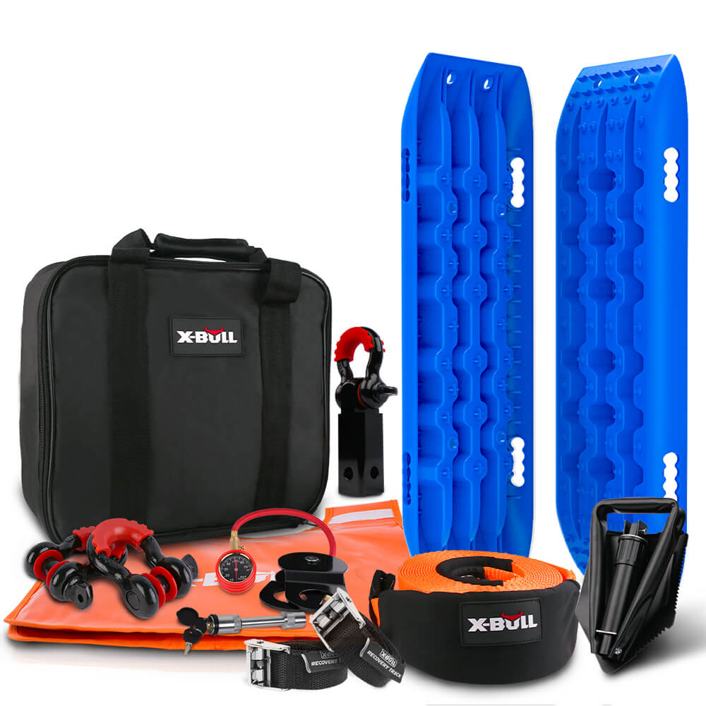 X-BULL Winch Recovery Kit with Recovery Tracks Gen 2.0 Blue Boards Snatch Strap Off Road 4WD - SILBERSHELL