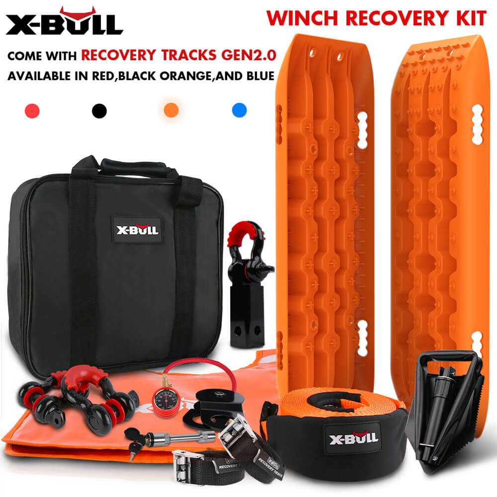 X-BULL Winch Recovery Kit Snatch Strap Off Road 4WD with Recovery Tracks Boards Gen 2.0 - SILBERSHELL