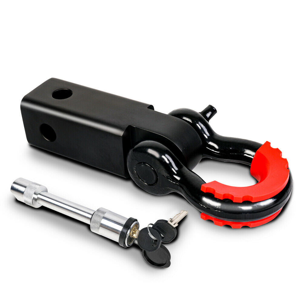 X-BULL Hitch Receiver 5T Recovery Receiver with Bow Shackle Tow Bar Off Road 4WD - SILBERSHELL