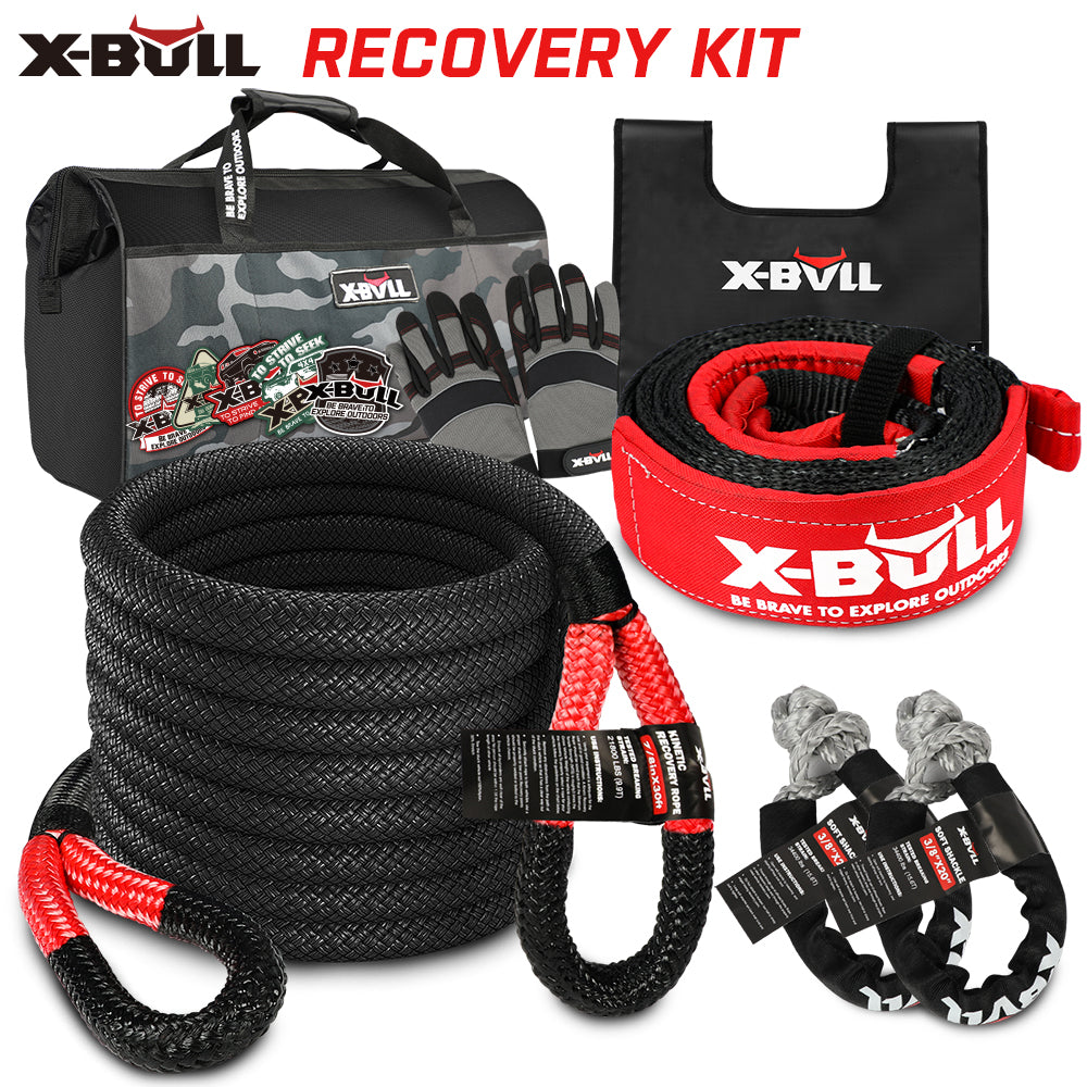 X-BULL Recovery Kit 4X4 Off-Road Kinetic Rope Snatch Strap Winch Damper 4WD13PCS - SILBERSHELL