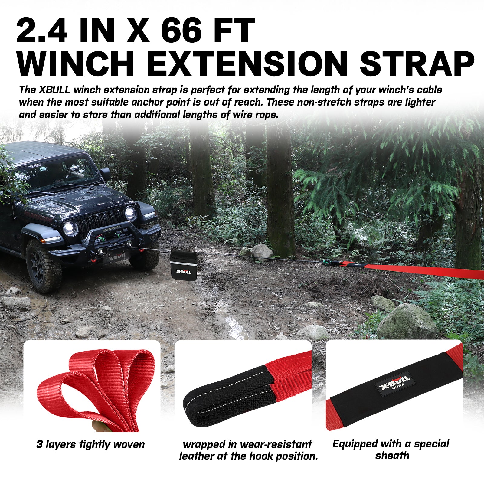 X-BULL 4WD Winch Recovery Kit 12Pcs Recovery Tracks Snatch Strap Soft Shackles Recovery Ring - SILBERSHELL