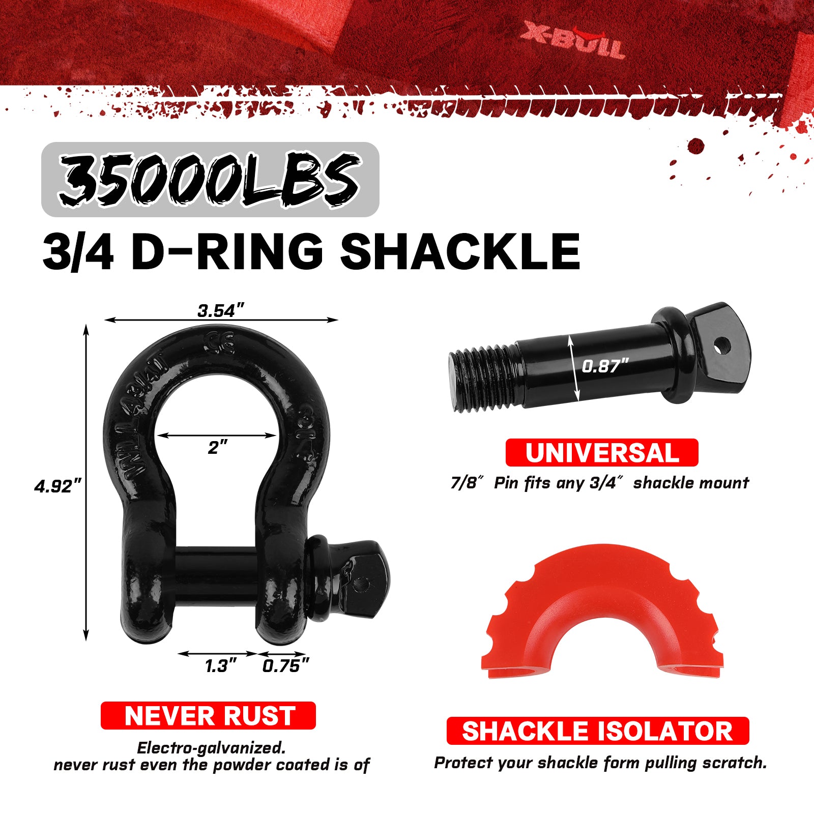 X-BULL 4WD Winch Recovery Kit 12Pcs Recovery Tracks Snatch Strap Soft Shackles Recovery Ring - SILBERSHELL