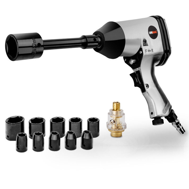 UNIMAC Air Impact Wrench Kit 17pc 1/2 Rattle Gun Set Socket Pneumatic Metric - SILBERSHELL