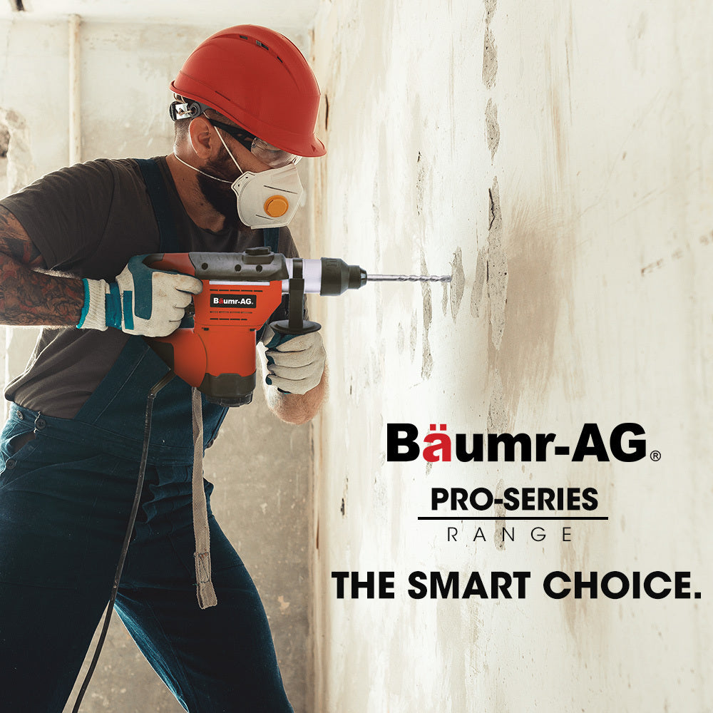 Baumr-AG 1500W Pro-Grade Electric Rotary Jackhammer Hammer Drill, with 2 Bonus Chisels, 3 Drill Bits - SILBERSHELL