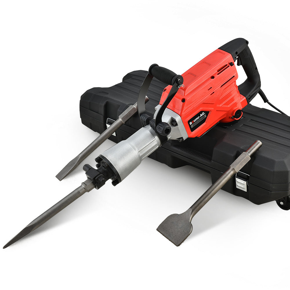 Baumr-AG 2300W Pro-Grade Electric Demolition Jackhammer, with 3 Bonus Chisels, Carry Case - SILBERSHELL