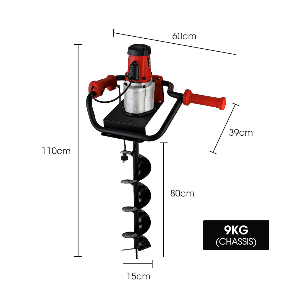 Baumr-AG 1500W Electric Post Hole Auger Digger - SILBERSHELL