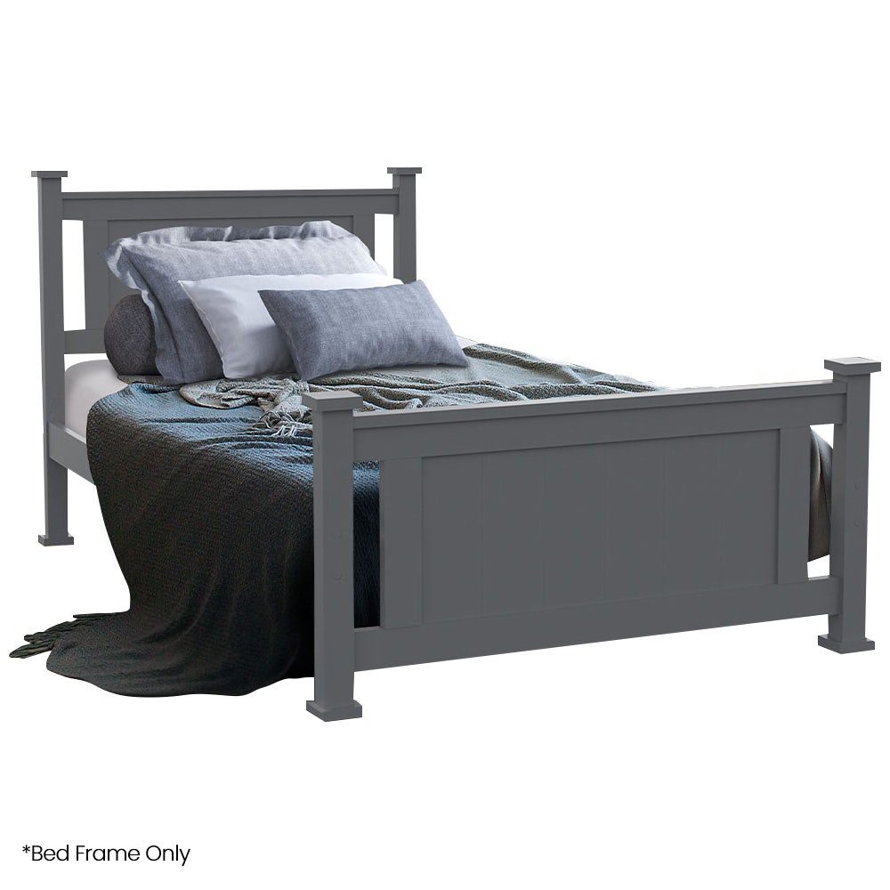 KINGSTON SLUMBER King Single Wooden Timber Bed Frame, Grey