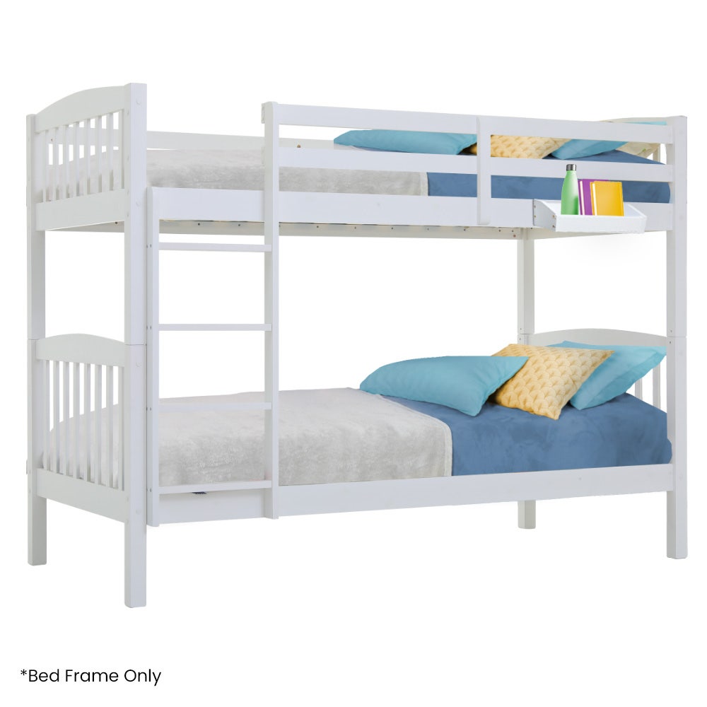 Kingston Slumber Wooden Kids Bunk Bed Frame, with Modular Design that can convert to 2 Single, White - SILBERSHELL