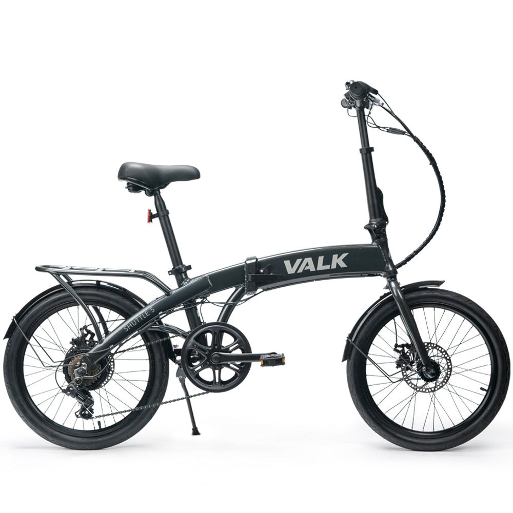 VALK Shuttle 5 Electric Folding Bike, Gen II, 20" Tyres, Shimano 7-Speed, Dark Grey