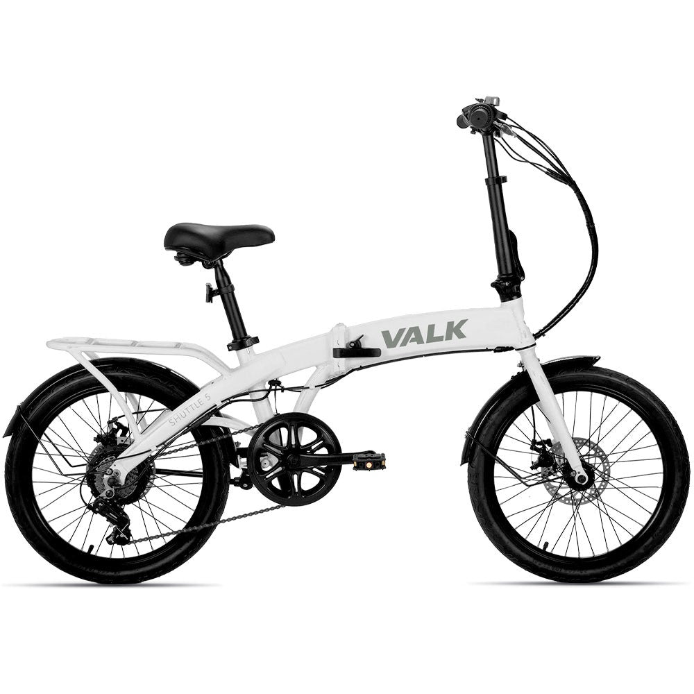 VALK Shuttle 5 Electric Folding Bike, Gen II, 20" Tyres, Shimano 7-Speed, White