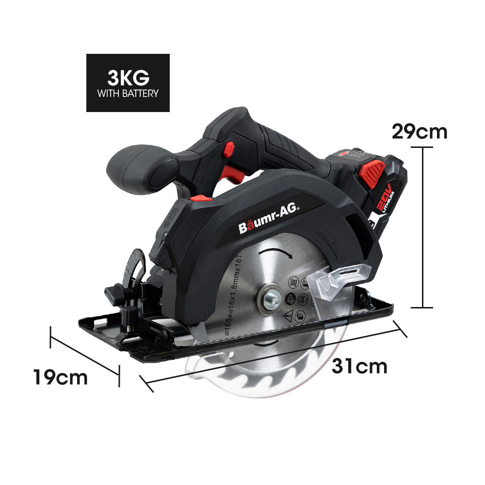 BAUMR-AG CS3 20V SYNC Cordless Circular Saw with Battery and Fast Charger Kit - SILBERSHELL